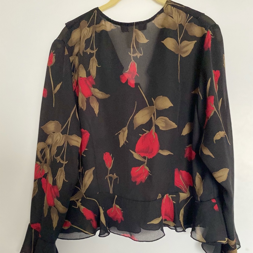 Y2K Roses Ruffle Blouse - Picture 2 of 4